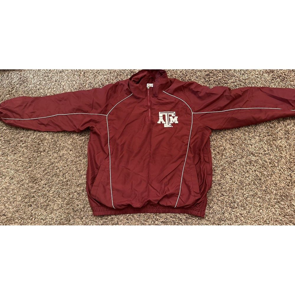 Vintage 90s 58 Sports College Jacket—Texas A&M Aggies Windbreaker—1/4 Zip—Sz XL
